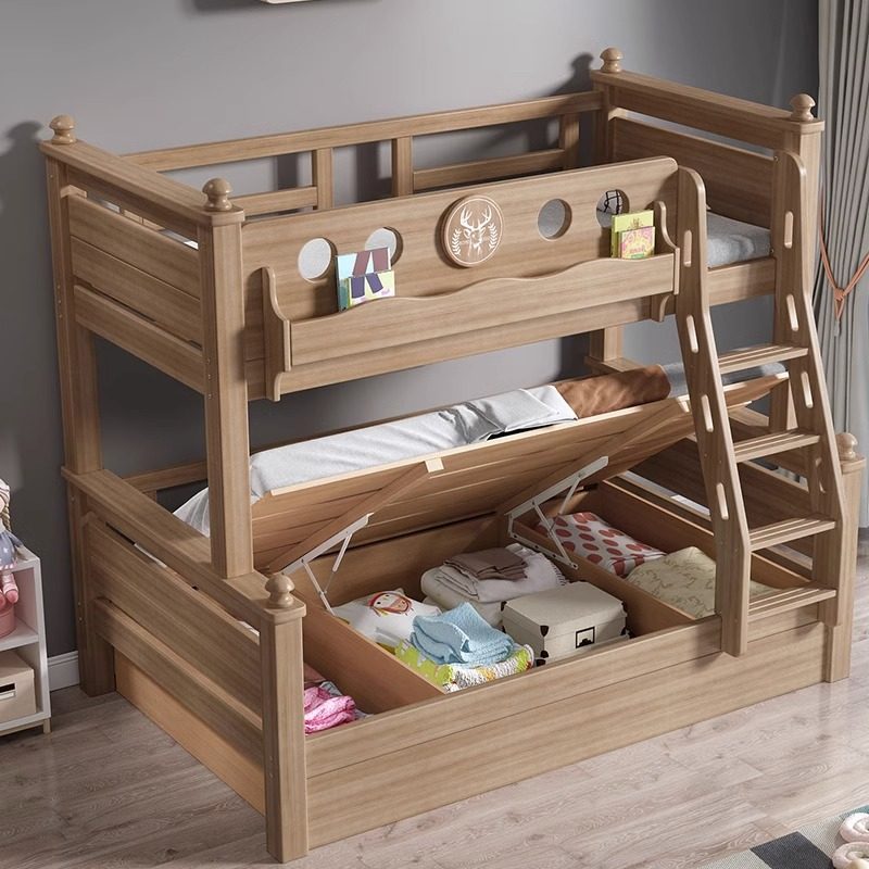 全实木上下床儿童床上下铺鹅掌楸木蜡油层小户型高低床子母床,淘宝优惠券,粉丝福利购,淘宝优惠卷