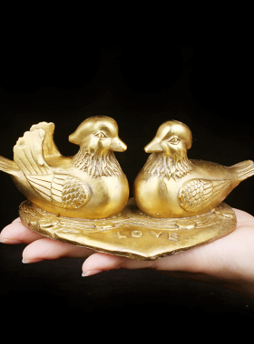 铜鸳鸯戏水家居装饰 感情 夫妻要和睦 桃结婚婚庆卧室礼品