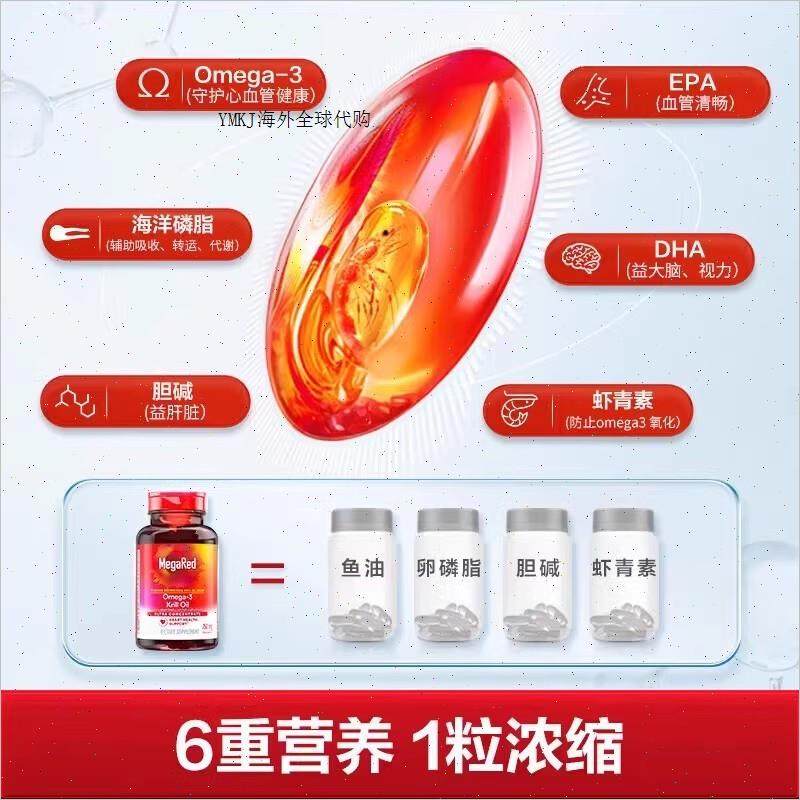 MegaRed脉拓磷虾油美国原装进口高纯南极迈拓精粹鱼油500mg/750R,淘宝优惠券,粉丝福利购,淘宝优惠卷