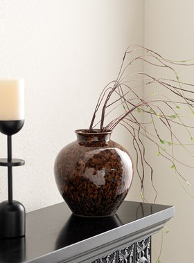 新侘寂风高档窑变釉陶瓷家居鎏金复古宋代美学瓶装饰品