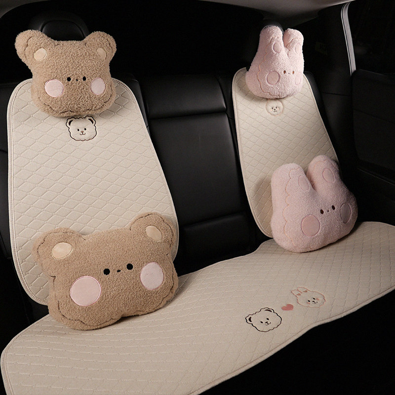 汽车坐垫四季通用亚麻小蛮腰座椅单片防滑三件卡通半包座垫,淘宝优惠券,粉丝福利购,淘宝优惠卷