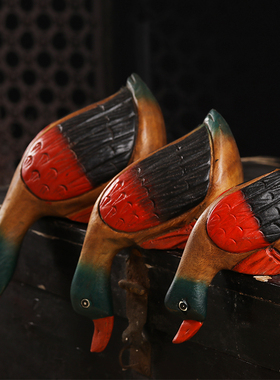 泰国创意木质喝水鸭子办公家居柜子摆设装饰 客厅装饰品热卖