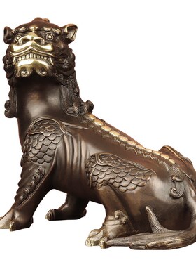 地藏王坐骑独角神兽谛听纯黄铜招财地听客厅店铺业乔迁礼品