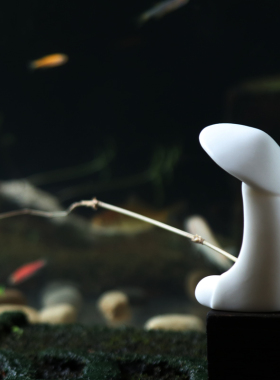 姜太公钓鱼微景观陶瓷小船物鱼缸水族流水假山造景盆景装饰