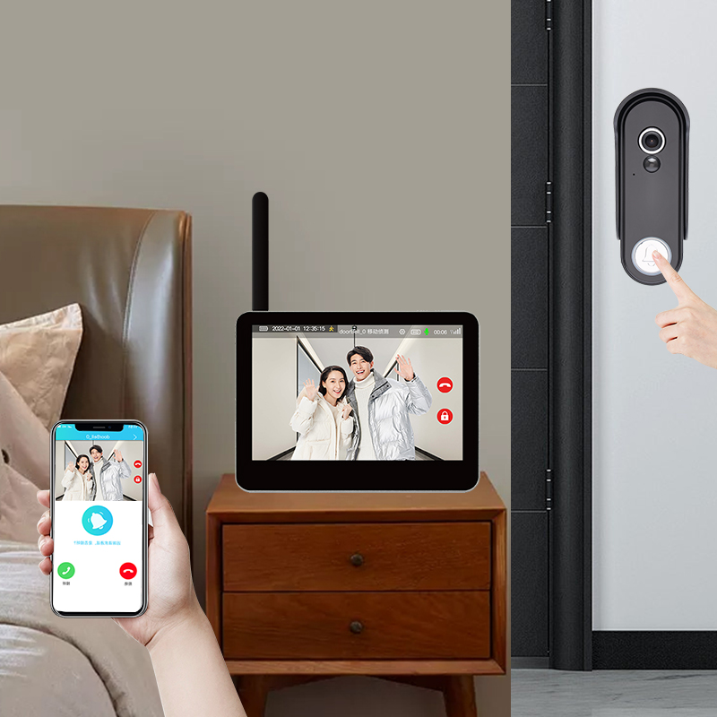 无线智能可视门铃带显示屏免打孔视频对讲别墅防水家用监控猫眼 - 图2