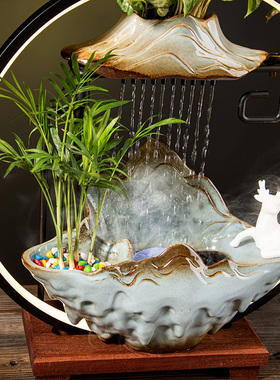 中式流水器假山喷泉景观加湿雾化家居客厅办公室摆设业礼品