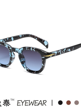 新款韩版潮流圆形铆钉小框太阳镜 跨境摩登复古明星同款小贝墨镜