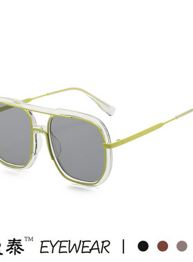 新款网红大框方形墨镜女复古ins黄色太阳眼镜男士开车防紫外线潮