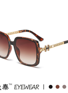 新款H家潮流大框个性铆钉欧美时尚太阳镜 ins链条腿街拍遮脸墨镜