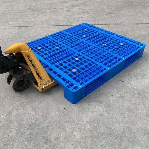 HDPE全新料1012强荷载塑料卡板带钢管网格蓝色塑料川字型托盘 - 图2