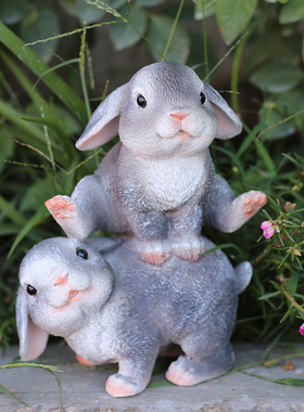 花园庭院创意可爱 兔子动物摆件办公室柜子工艺品R 卡通装饰品摆