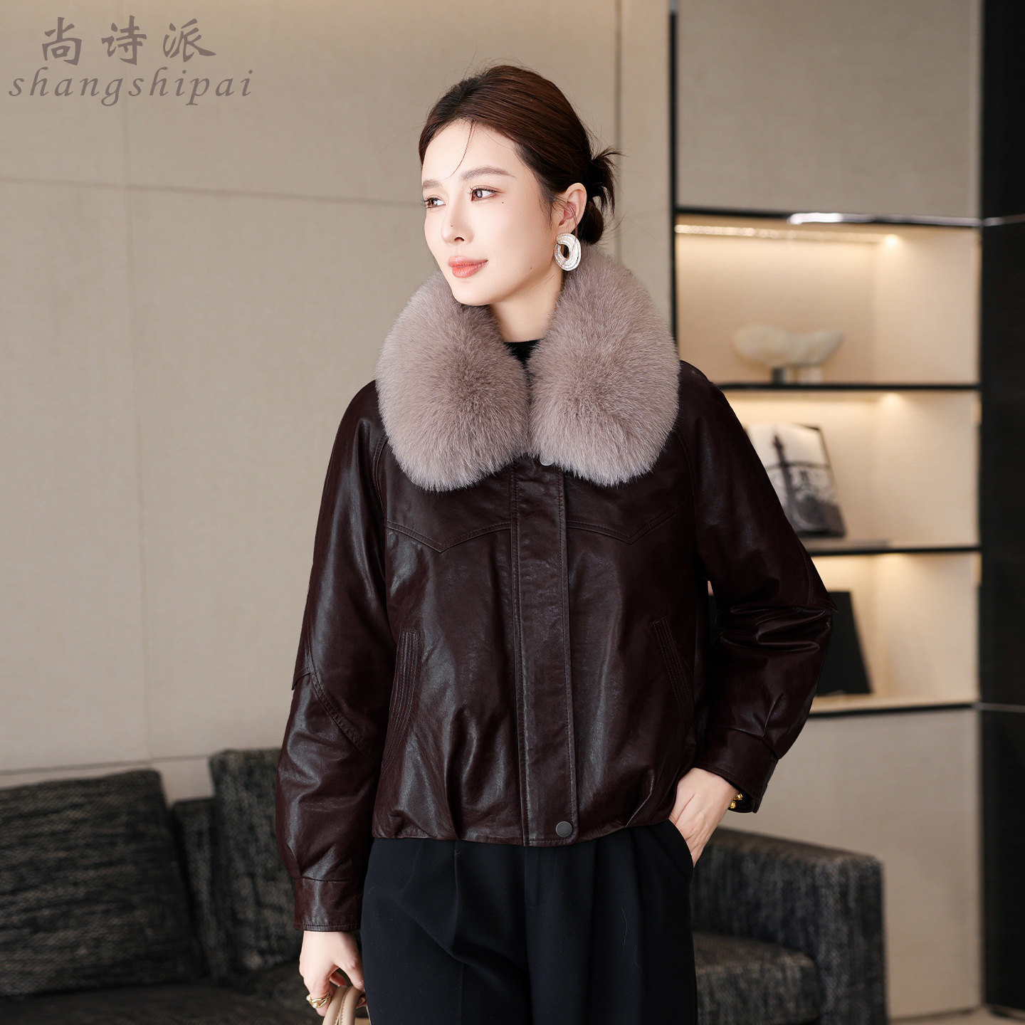 海宁真皮皮衣女短款大狐狸毛领皮夹克鹅绒服头层绵羊皮羽绒服外套,淘宝优惠券,粉丝福利购,淘宝优惠卷