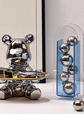 现代客厅电视酒柜艺术装饰品亚克力金属圆球办公书柜桌面玄关摆件