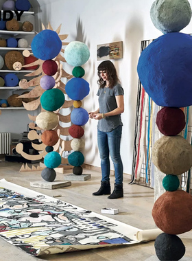 现代玻璃钢彩色石头抽象艺术展厅售楼处玄关酒店商场软装雕塑