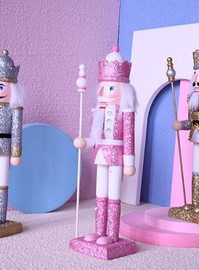 金色闪亮胡桃夹子士兵家具装饰工艺品客厅酒柜节日气氛组