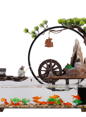 流水摆件循环水招财鱼缸客厅假山喷泉生财中式家居装饰办公室桌面