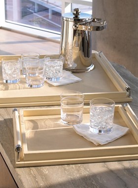 现代木质漆面托盘样板房卧室客厅茶几茶盘茶托酒店托盘样板间