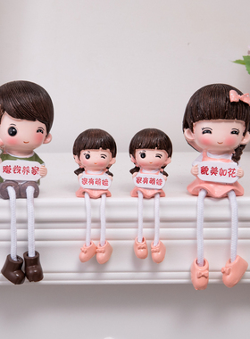 家居店面儿童房电视柜装饰爱吊脚娃娃树脂礼品小