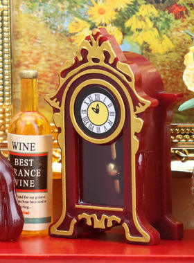1:12迷你娃娃屋doll house工艺品模型配件古典复古老式座钟台钟