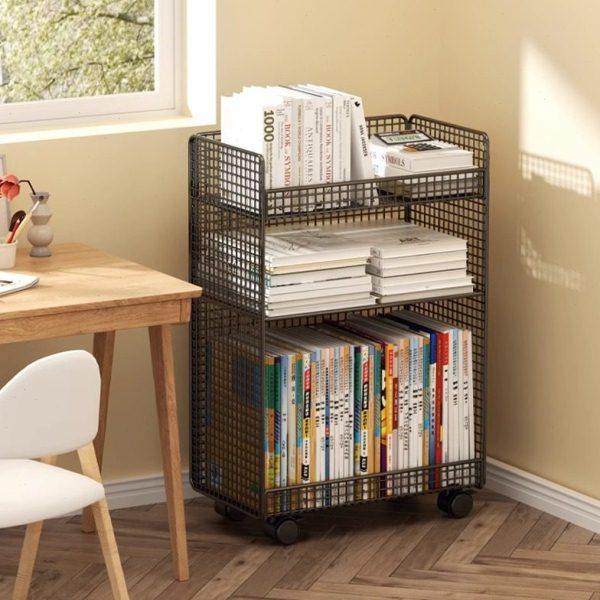 桌下小书架带轮书本收纳架书柜家用落地置物架移动书桌旁学生简易,淘宝优惠券,粉丝福利购,淘宝优惠卷