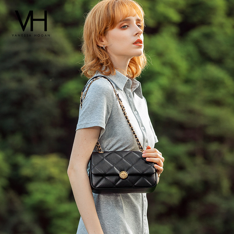 VH女包玫瑰系列海伦单肩包菱格包包牛皮链条斜挎包轻奢品牌腋下包,淘宝优惠券,粉丝福利购,淘宝优惠卷