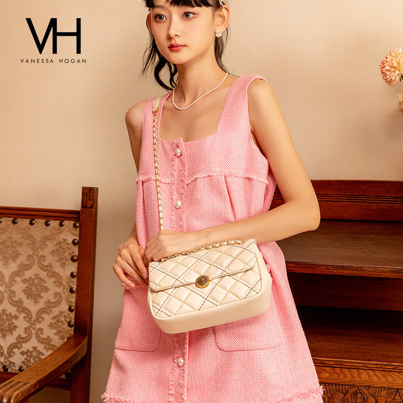 VH女包彩虹软包菱格小方包链条斜挎小包包