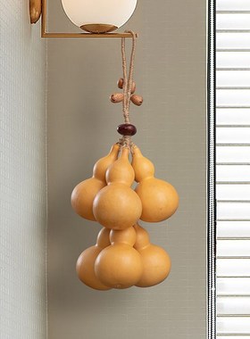 天然葫芦五帝钱门对门挂件真葫芦客厅口葫芦串挂饰壁饰
