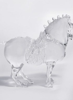 现代新中式透明马头摆件样板房客厅玄关艺术品酒店别墅动物装饰品