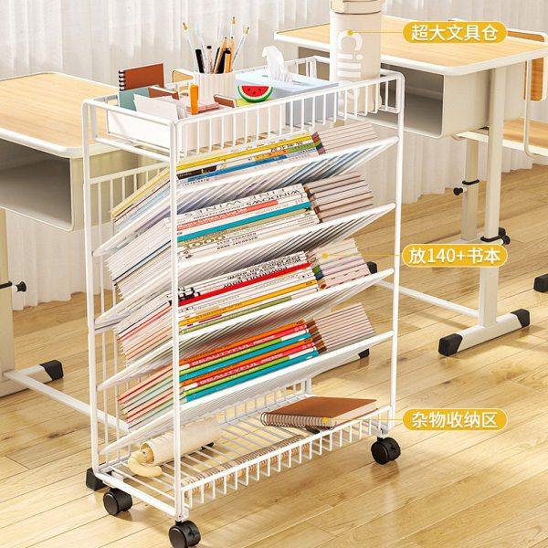 可移动桌边收纳架小书架教室学生书本架落地小推车置物架书健之章,淘宝优惠券,粉丝福利购,淘宝优惠卷