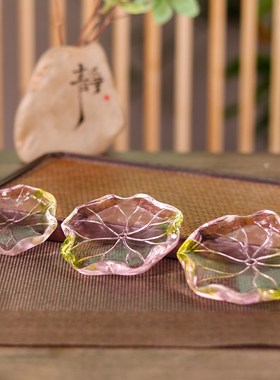 古法琉璃荷叶碟烛台香碟香盘供盘香座桌面装饰摆放中式日常送礼