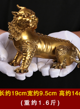 纯黄铜谛听摆件地藏王坐骑独A角神兽铜貔貅地听客厅手工摆件