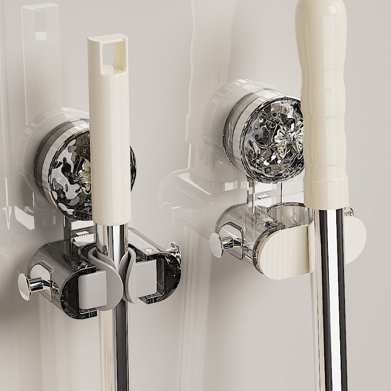 吸盘拖把壁挂夹卫生间收纳神器拖布夹卡扣架免打S孔固定器扫把挂 - 图0