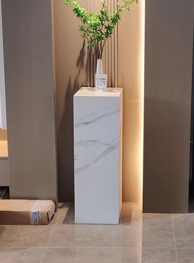 大理石底座客厅石材台立柱墩子玄关落地岩板装饰品雕塑展示台