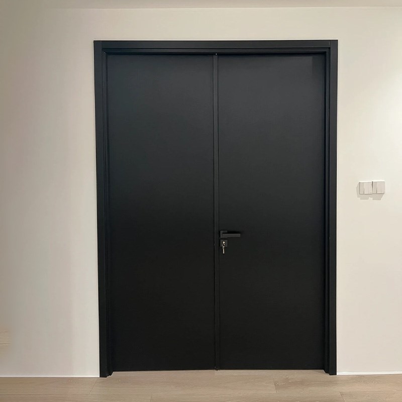 黑色法式复古奶油风双开拱形门弧形门实木门圆弧烤漆室内门卧室门 - 图0