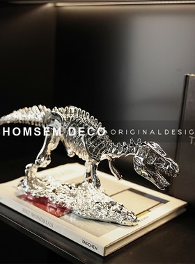 复古恐龙化石骨架装饰售楼处样板间民宿博古架书房现代艺术品