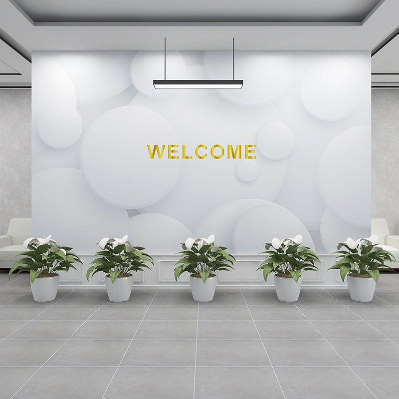 办公室公司前台背景墙壁纸3d时尚几何美发店形象墙吧台收银台墙纸 - 图1