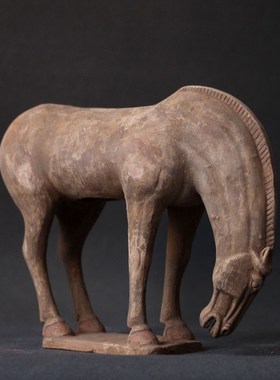 唐代陶瓷马艺术品手工仿古做旧陶马古董收藏酒柜玄关装饰