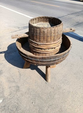 民俗怀旧老物件农耕文化旧农具辘轳木水车风车打稻稻谷土砻子