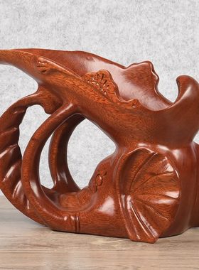 精品木雕创意大象红酒架铁犁木家居装饰品摆设实木葡萄酒托工艺品