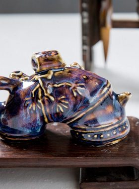 仿古瓷器 复古民国风格 窑变釉竹式水滴 文房用品 古董古玩收藏品