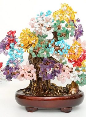 开业礼品摆件家居客厅办公装饰品招财树厂家热销水晶发财树摇钱树