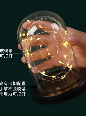 防脱落卡扣EVA防滑发光玻璃罩透明展示盒机械蝴蝶手办防尘罩