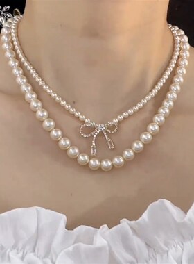 简约蝴蝶结吊坠项炼轻奢法式高级感锁骨炼精致时尚冷淡风颈炼 炼