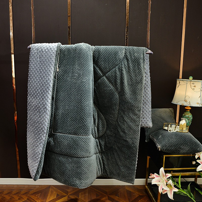 冬季加厚保暖纯色抱枕被子两用z珊瑚绒毯办公室午睡小枕头汽车靠 - 图0