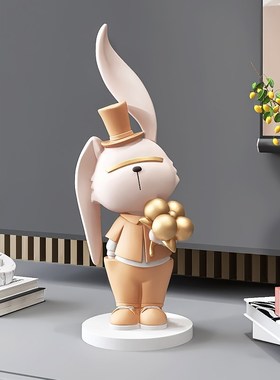 可爱兔子摆件客厅桌m面家居装饰品玄关电视柜治愈系小物件生日礼