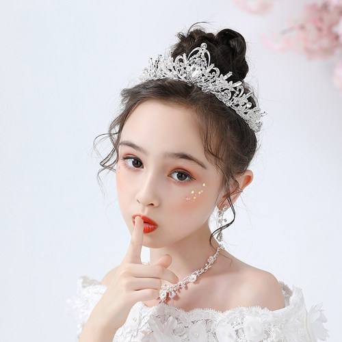 皇冠头饰公主儿童发饰小女孩王冠水晶发箍花童婚纱发饰表演饰品 - 图1