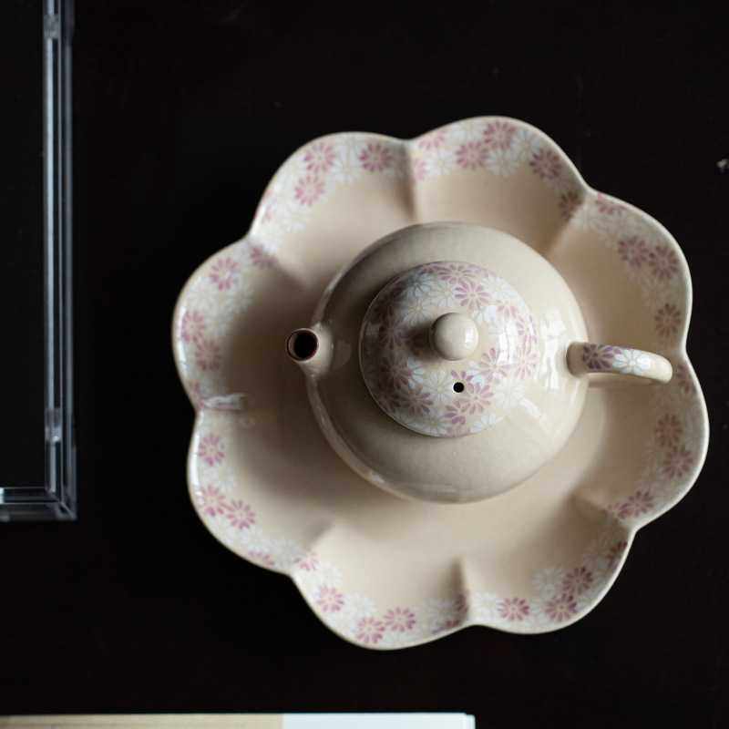 弥言纯手工粗陶泡茶壶单壶釉下彩手绘雏菊茶壶带过滤复古功夫茶具,淘宝优惠券,粉丝福利购,淘宝优惠卷