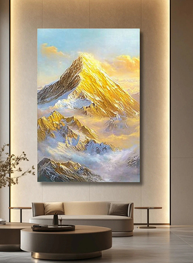 HLF.手绘大芬村油画《聚宝金山》好寓意肌理感挂画客厅玄关装饰画
