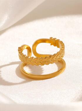 Double Layer Stainless Steel Ring Adjustable Open Fashionabl