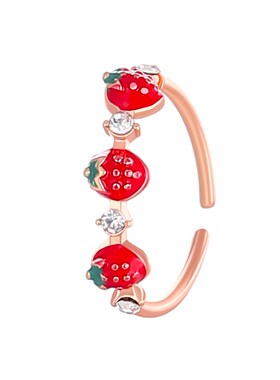 Cute Red Strawberry Ring Simple DiamondEncrusted Index Finge